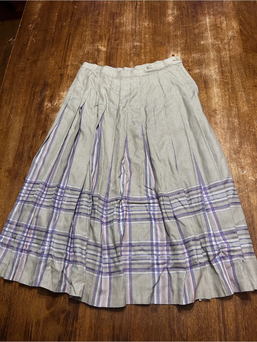1980s/90s vintage Pendleton pleated purple plaid midi skirt